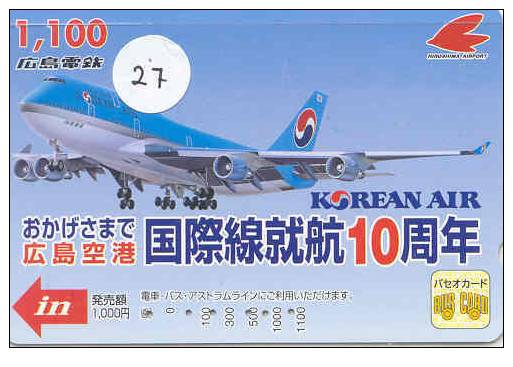 Avions Sur Telecarte Japon (27) Flugzeuge Korean Air Vliegtuig Aeroplani Airplane Aeroplanos ??? - Flugzeuge