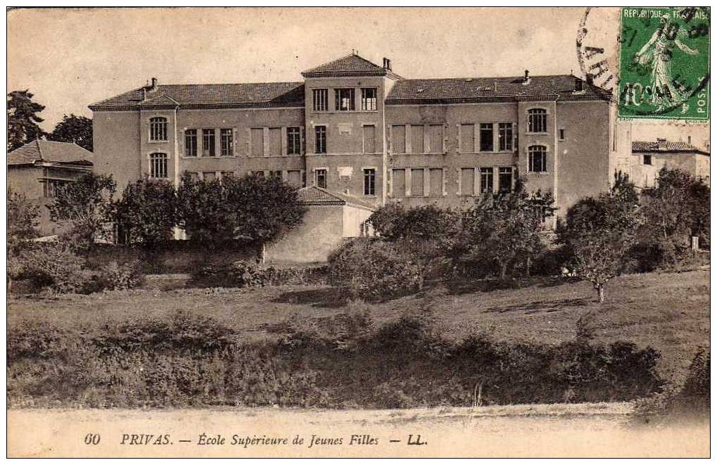 07 PRIVAS Ecole Supérieure Des Filles, Vue Générale, Ed LL 60, 1923 - Privas