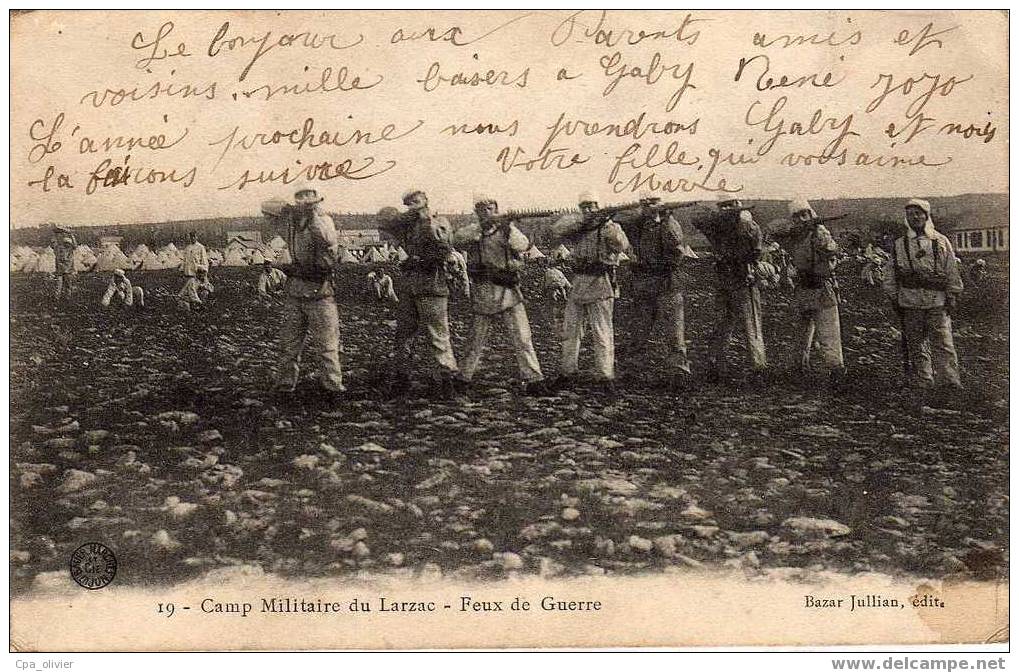 12 CAMP DU LARZAC Exercices De Tir, Feux De Guerre, Animée, Beau Plan, Ed Jullian 19, 191? - La Cavalerie