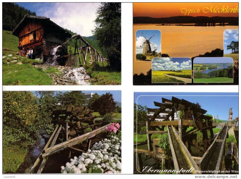 4 Carte De Moulin- 4 Water Mill Postcards - Water Mills