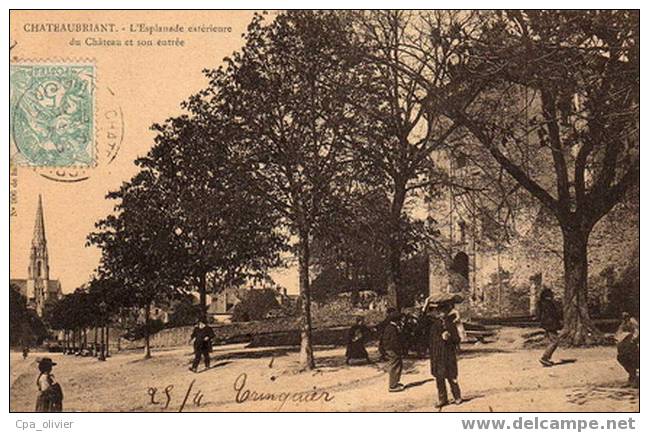44 CHATEAUBRIANT Chateau, Esplanade Extérieure, Animée, Ed Dugas 906, 1905, Dos 1900 - Châteaubriant