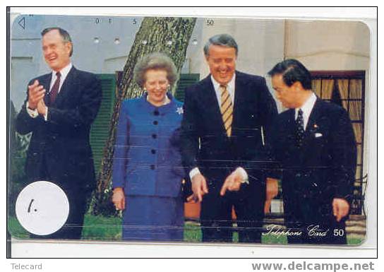 President BUSH And THATCHER On Phonecard Japan (1) - Personen