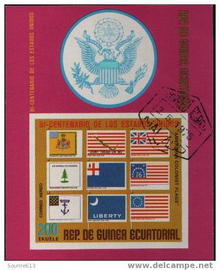 Bf Drapeaux > Timbres   Guinea 1975 Colonies Américaines - Stamps