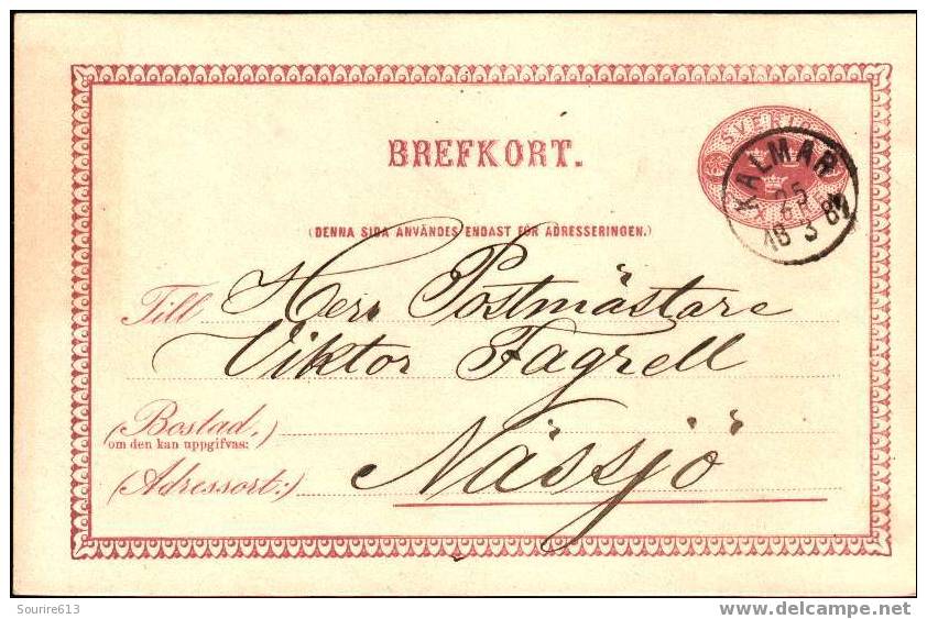 Doc Suède >    1855-19 > Lettres & DocumentsSuède 1881 Brefkort  Carte Postale - Lettres & Documents