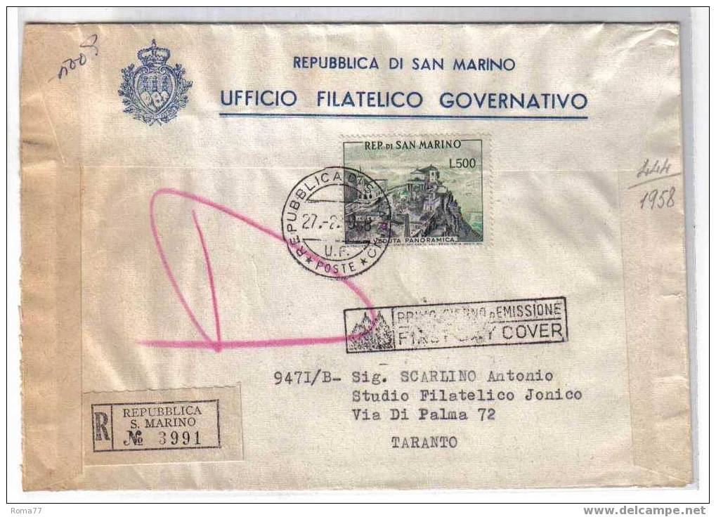 Z159 - SAN MARINO , Vedute : FDC Del 500 Lire N. 475 - Lettres & Documents