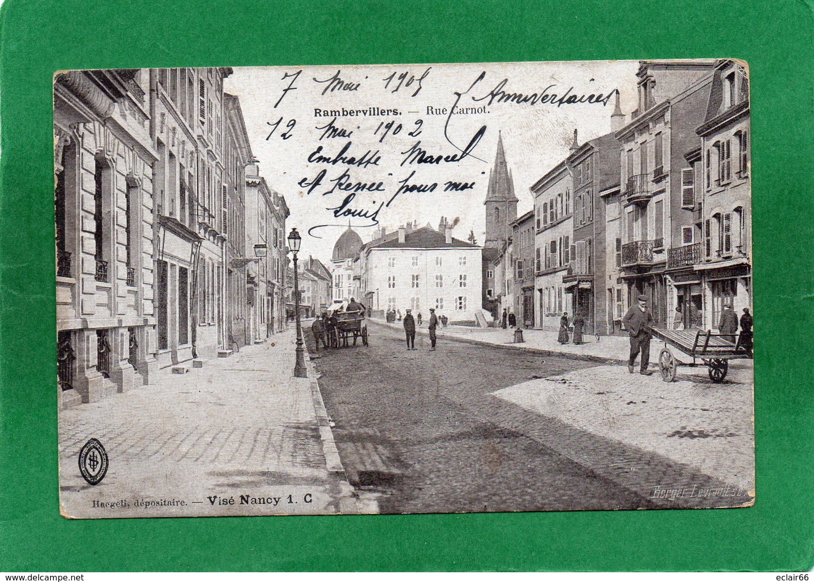 88. . RAMBERVILLERS . RUE CARNOT . ANIMATION   Année 1918  Edit Haegeli,  Visé Nancy 1C X - Rambervillers