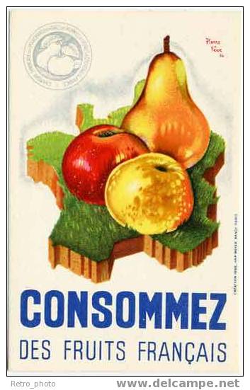 Carte Postale Publicitaire Ancienne : Consommez Des Fruits Français ( Poire, Pomme ), Signée Pierre Fève 1936 (DD) - Publicité