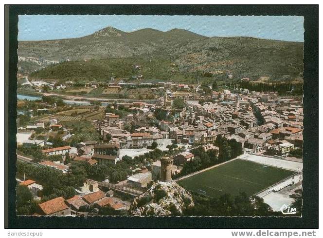 CPSM - Saint Ambroix - Vue Générale Aérienne - Au 1er Plan La Tour Gisquet Et Le Terrain Des Sports ( COMBIER CIM 509 96 - Saint-Ambroix