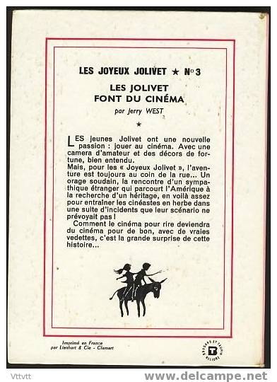 "LES JOLIVET FONT DU CINEMA" De Jerry West. Edition Hachette N° 226 (1956-1966). Bon état. - Bibliotheque Rose