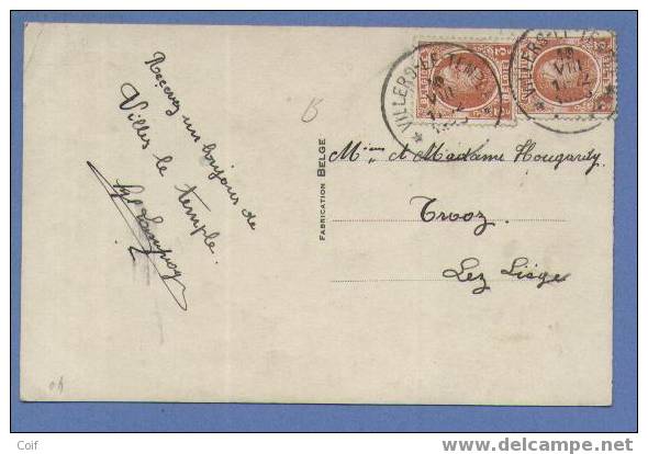 192 Op Kaart Met Sterstempel * VILLERS-LE-TEMPLE * - 1922-1927 Houyoux