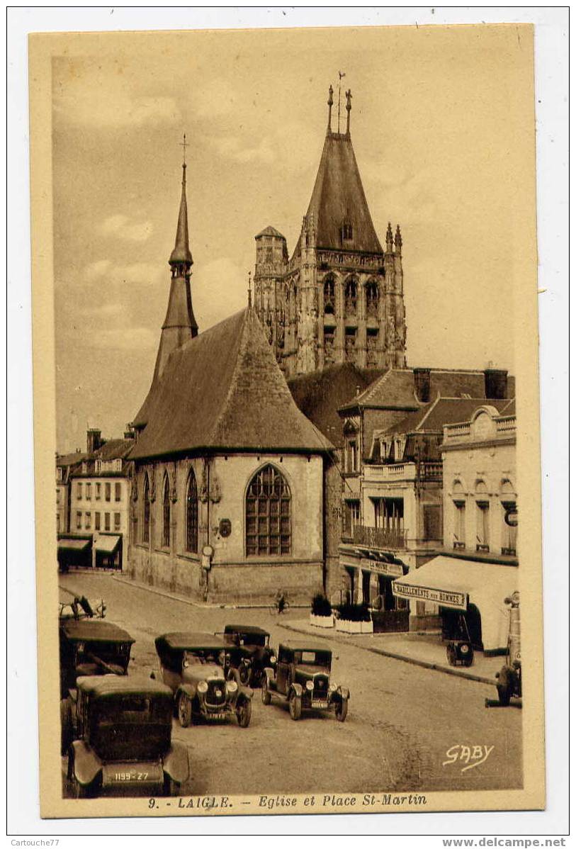 K6 - LAIGLE - église Et Place Saint-Martin (vieilles Automobiles) - L'Aigle