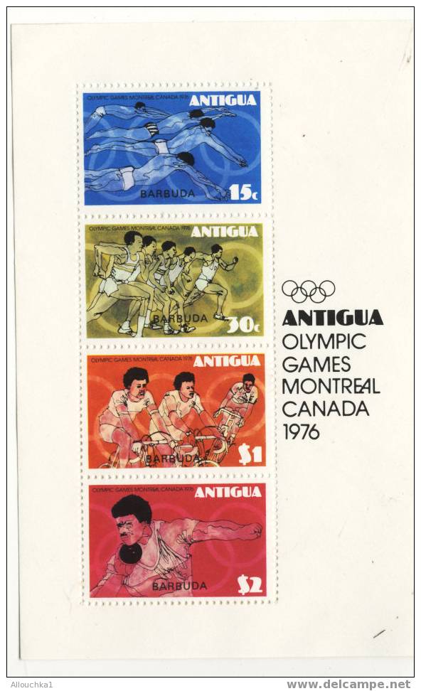 JEUX OLYMPIQUE DE MONTREAL BLOC N°  DE ANTIGUA  SPORTS /VELO/COURSE/VOILE/SAUT EN HAUTEUR VOLLEY/HIPPISME/DANSE/JUDO/** - Sommer 1976: Montreal