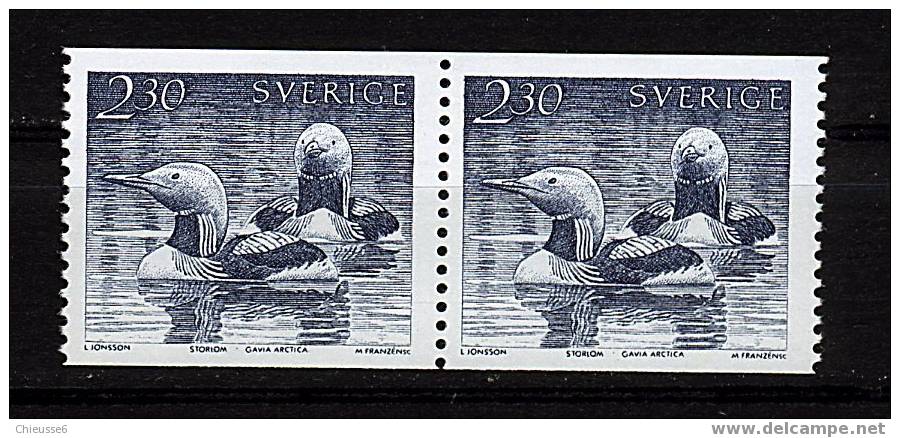Suède ** N° 1356 X 2  - Série Courante. Oiseaux Aquatiques - Hojas Bloque