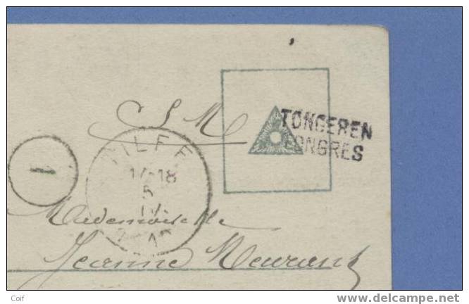 Kaart Met Naamstempel TONGENEN / TONGRES  (Noodstempel) Naar Tilff - Fortune Cancels (1919)