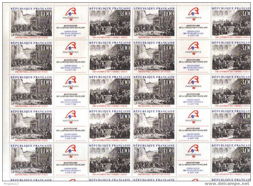 Yvert N° 2538A Révolution Vizille Grenoble 12 Triptyque Non Pliée - Feuilles Complètes