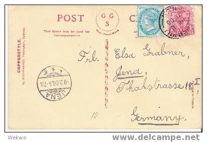 NSW013/ Bildkarte Esplanade, Manly –  9.2.1906 – Mischfrankatur Nach  Jena. Deutschland - Cartas & Documentos