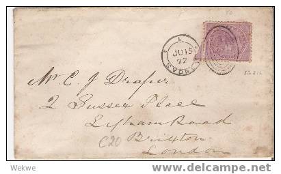 NSW020 / SG 216 (Mi. 46) – Einzelfrankatur Sydney-London –  15. Jul. 1872 - Cartas & Documentos