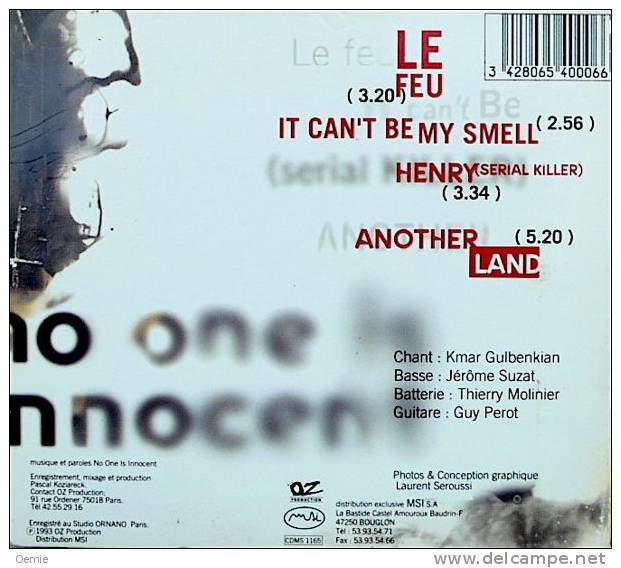 NO ONE IS INNOCENT   °°°°°°   LE  FEU  +++++     DIGIPACK  4  TITRES  Cd - Andere - Franstalig