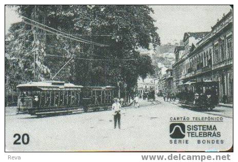 BRAZIL 20 U  TRAMWAY TRAMWAYS  TRAIN  TRAINS  OLD RIO DE JANEIRO PHOTO   READ DESCRIPTION !! - Brasil