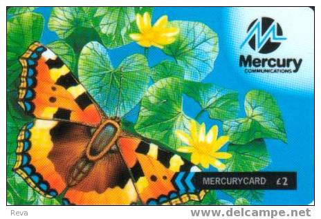 UNITED KINGDOM  MERCURY  2 L  BUTTERFLY  FLOWER  CODE: 37MERB   READ DESCRIPTION !! - Mercury Communications & Paytelco