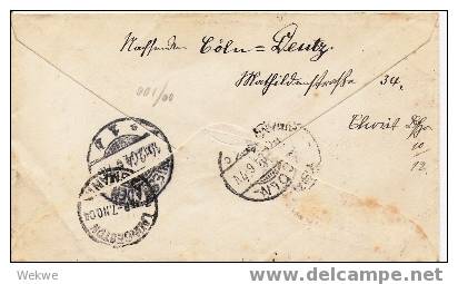 Tas006/ Derby/Tas.  1904, To Cöln Deutz , Einzelfrankatur - Brieven En Documenten