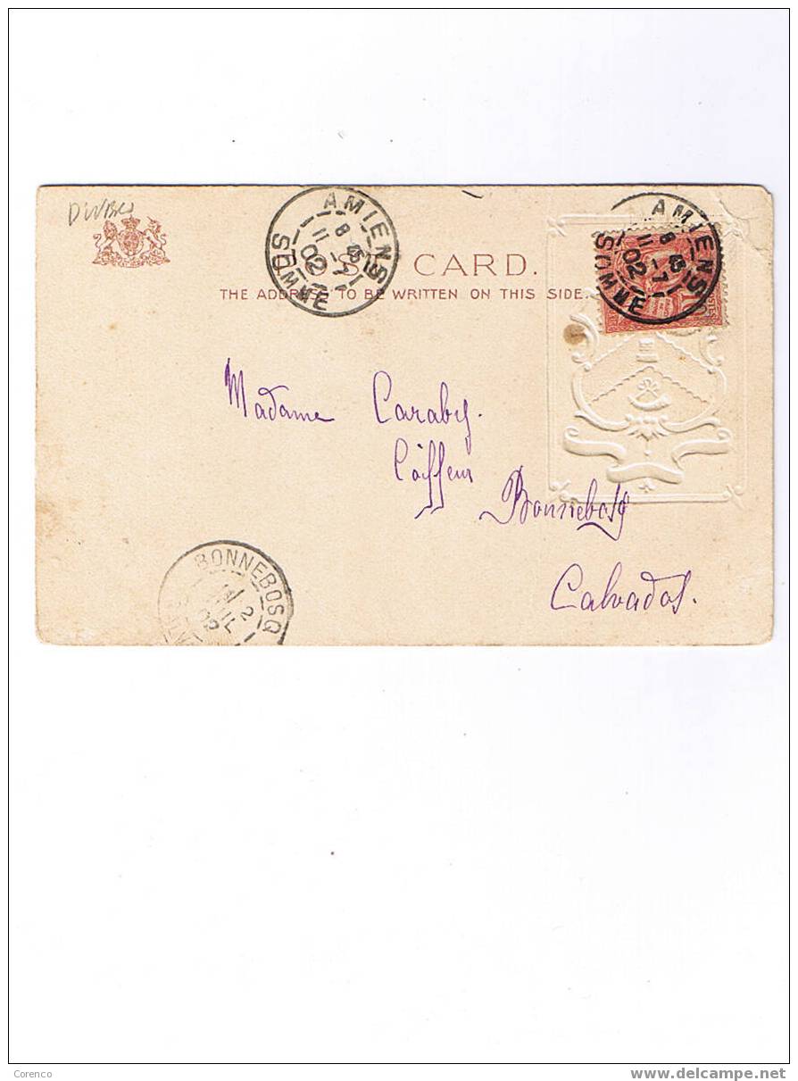 BRADFORD   LABOR OMNIA VINCI    Circulée   1902   Pli - Bradford