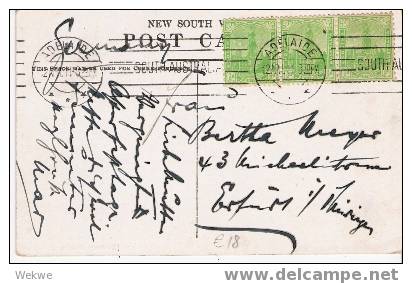 S-au003 /  Süd-Australien, Adelaide  12. Apr. 1911 , 3-er-Streifen Auf Ansichtskarte Casino Medlow Bath. - Briefe U. Dokumente