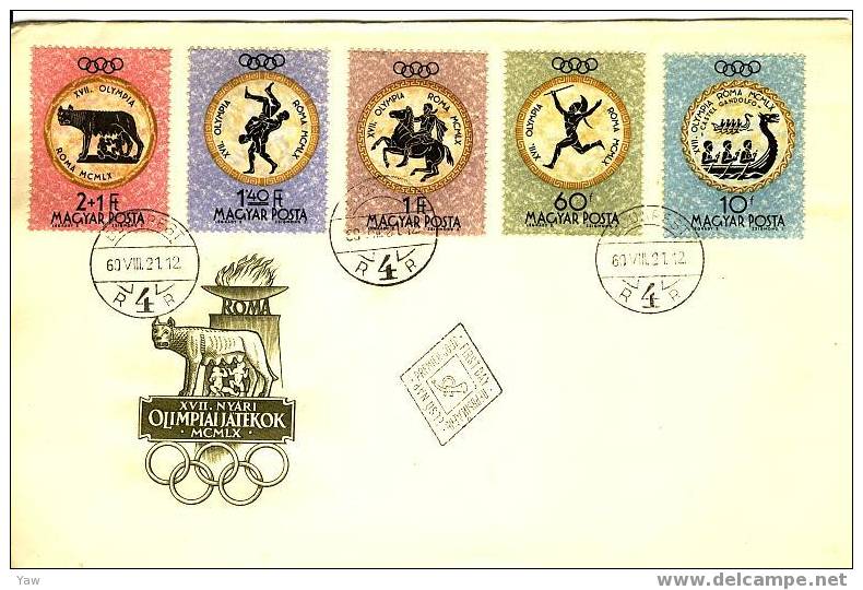 HUNGARY UNGARN UNGHERIA HONGRIE 1960 FDC GIOCHI OLIMPICI A ROMA.  - XVII OLYMPIA - Ete 1960: Rome