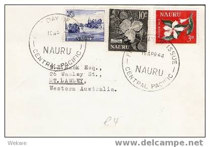 Nau009/ Dauerserie-Ergänzungswerte (3) Auf FDC 1964 Nach St. Lawley, Australia - Nauru