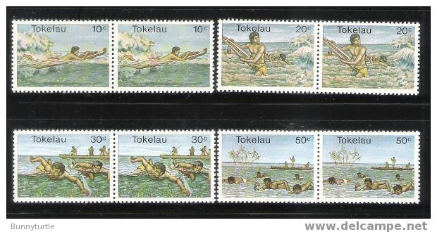 Tokelau 1980 Swimming & Surfing Blk Of 2 MNH - Tokelau