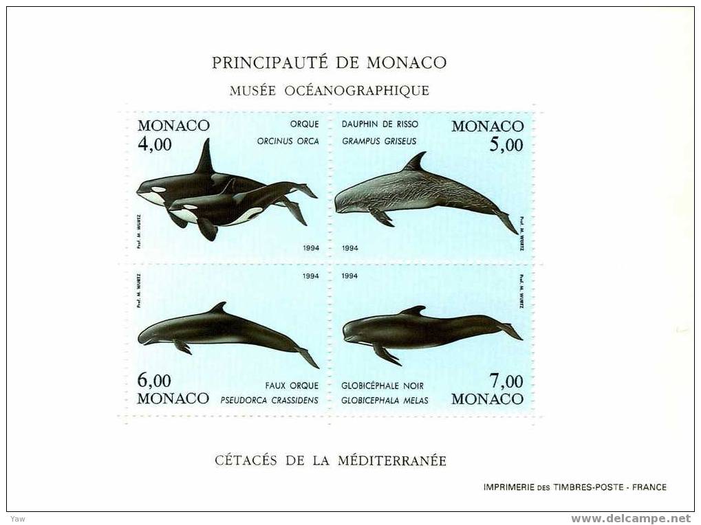 MONACO 1994  TUTELA DELL´AMBIENTE MARINO. CETACEI DEL MEDETERRANEO III BF*** - Dolphins