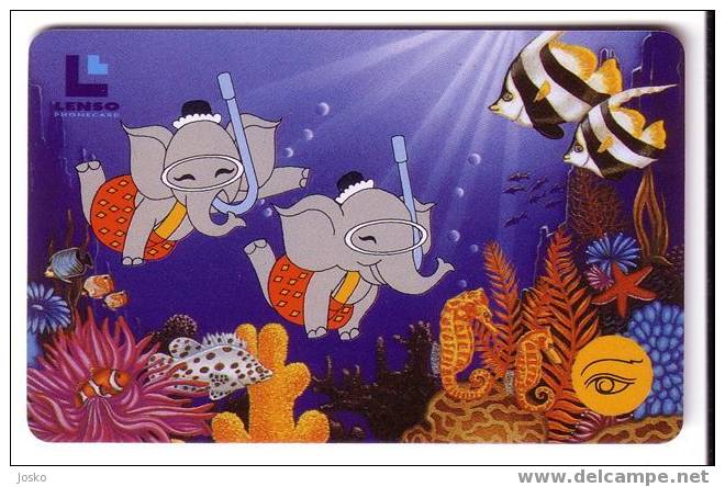 UNDERSEA WORLD ( Thailand Chip Card 500. Baht ) Elephant - Elefant - Elefante – Elefants - Fish - Poisson - Sea Star ... - Thaïlande