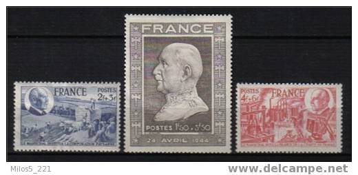 France  1944      N° 606-608 *    Y&T - Unused Stamps