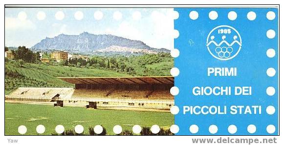 SAN MARINO 1985 PRIMI GIOCHI SPORTIVI DEI PICCOLI STATI: TIRO A VOLO CON CARABINA. CARNET MNH*** STRISCIA 10 FRANCOBOLLI - Tir (Armes)