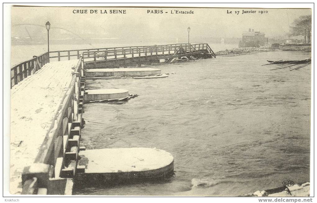 Inondations Crues Paris 1910 - L' Estacade - Inondations