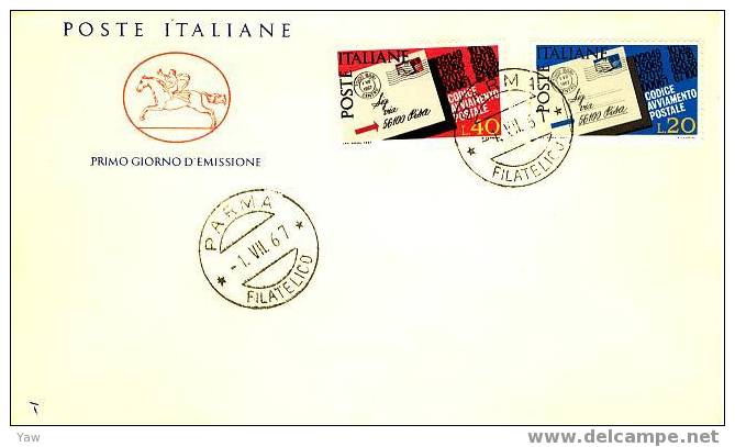 ITALIA FDC \"CAVALLINO\" 1967 CODICE DI AVVIAMENTO POSTALE - Postleitzahl