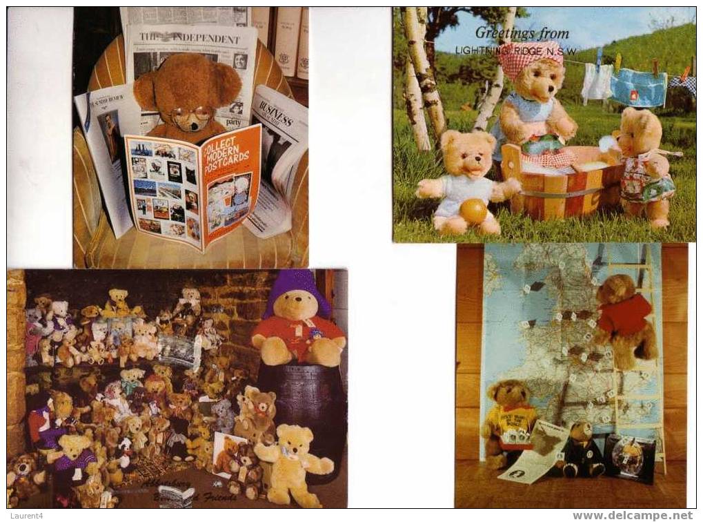 4 Teddy Bears Postcards - 4 Carte Ours En Peluche - Jeux Et Jouets