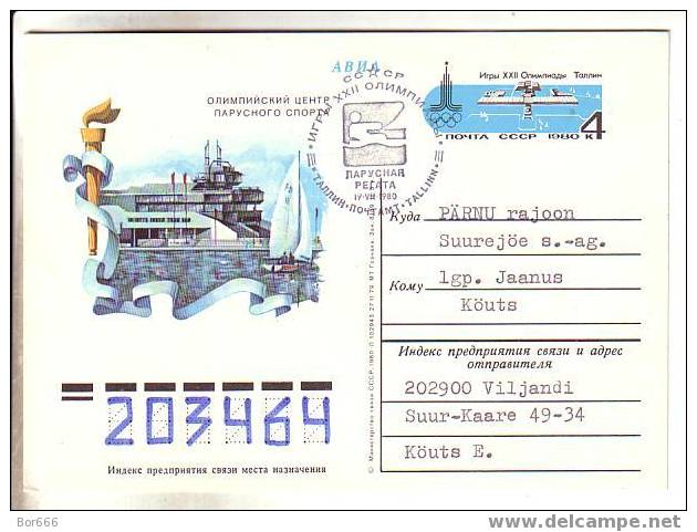 GOOD USSR Card With Original Stamp 1980 - Moscow Olympic Games - Tallinn Sailing Regatta - Special Stamped (used) - Sailing