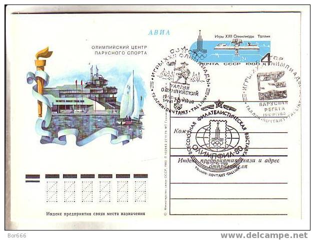 GOOD USSR Card With Original Stamp 1980 - Moscow Olympic Games - Tallinn Sailing Regatta - Special Stamped (mint) - Sailing