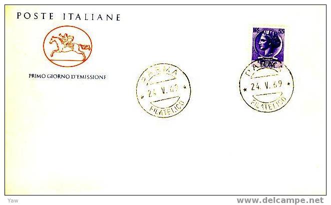 ITALIA FDC "CAVALLINO" 1969 "ITALIA TURRITA" SERIE ORDINARIA. EMISSIONE 24.05.'69 - 1969