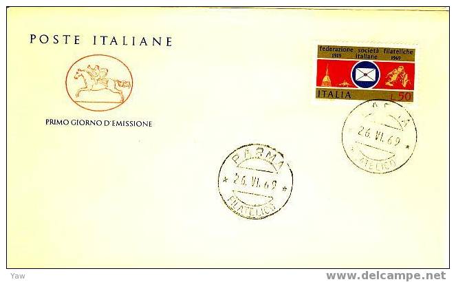 ITALIA FDC "CAVALLINO" 1969 FEDERAZIONE SOCIETA´ FILATELICHE ITALIANE - Altri & Non Classificati