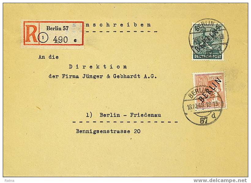 Allemagne : Lettre Recommandée Berlin 1948 TP Surchargé BERLIN - Brieven En Documenten