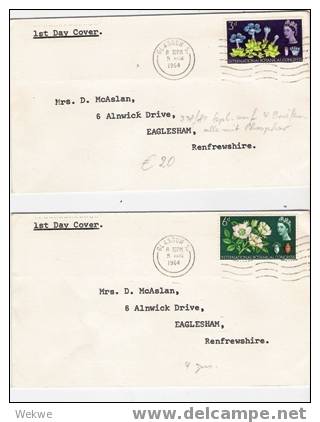 ElI031/  Grossbritannien -  4 Briefe (4 Covers)  1964, Ausgabe Zum Botanischen Kongress,, Komplett - 1952-1971 Pre-Decimal Issues