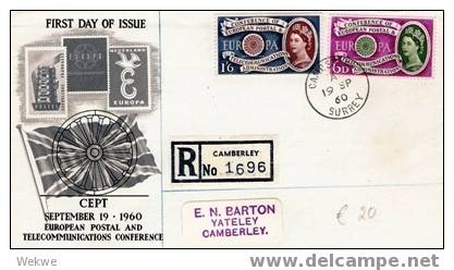 ElI051/  GROSSBRITANNIEN - Europäische Postkonferenz 1960, Thema Europa  Auf FDC-Einschreiben - 1952-1971 Em. Prédécimales