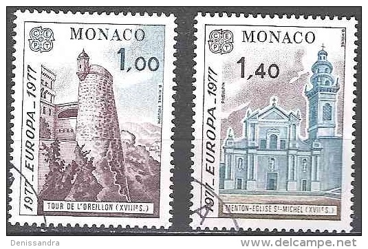 Monaco 1977 Michel 1273 - 1274 O Cote (2008) 3.00 Euro Europa CEPT Monuments Cachet Rond - Usados