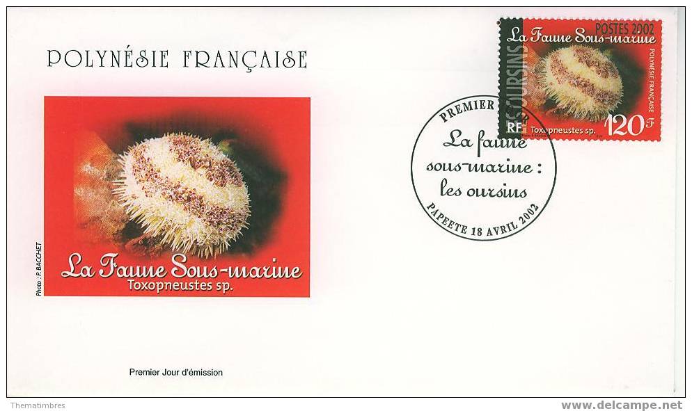 B1645 Oursin Polynesie Francaise 2002 FDC Premier Jour - Crostacei