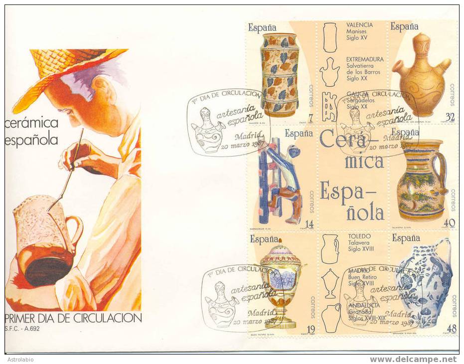 Espagne FDC 1987 \"L'Art De La Céramique En Espagne\" Yvert 2506/11 - Porcelaine
