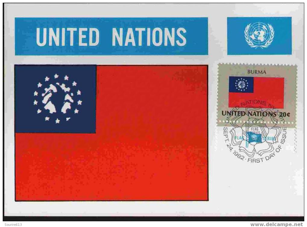 CPJ Nations Unies 1982 Drapeaux Birmanie - Enveloppes