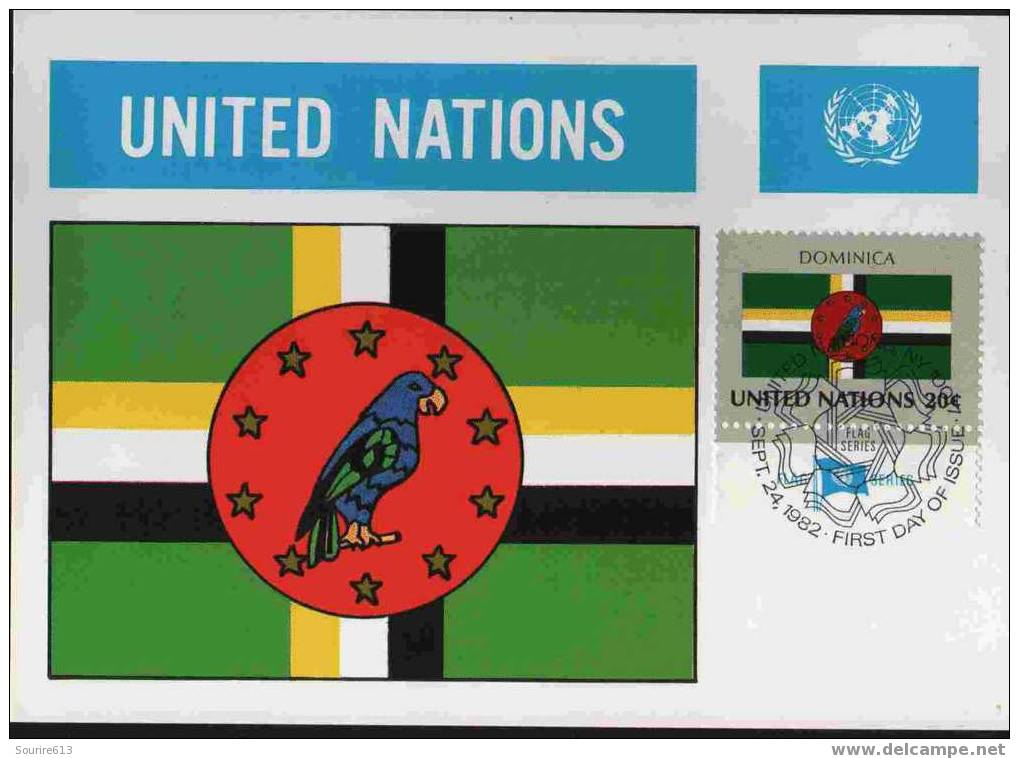 CPJ Nations Unies 1982 Drapeaux Dominique - Covers
