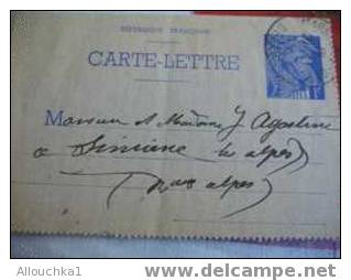 MARCOPHILIE  CARTE LETTRE ENTIER POSTAUX TIMBRE IRIS 1941 - Letter Cards
